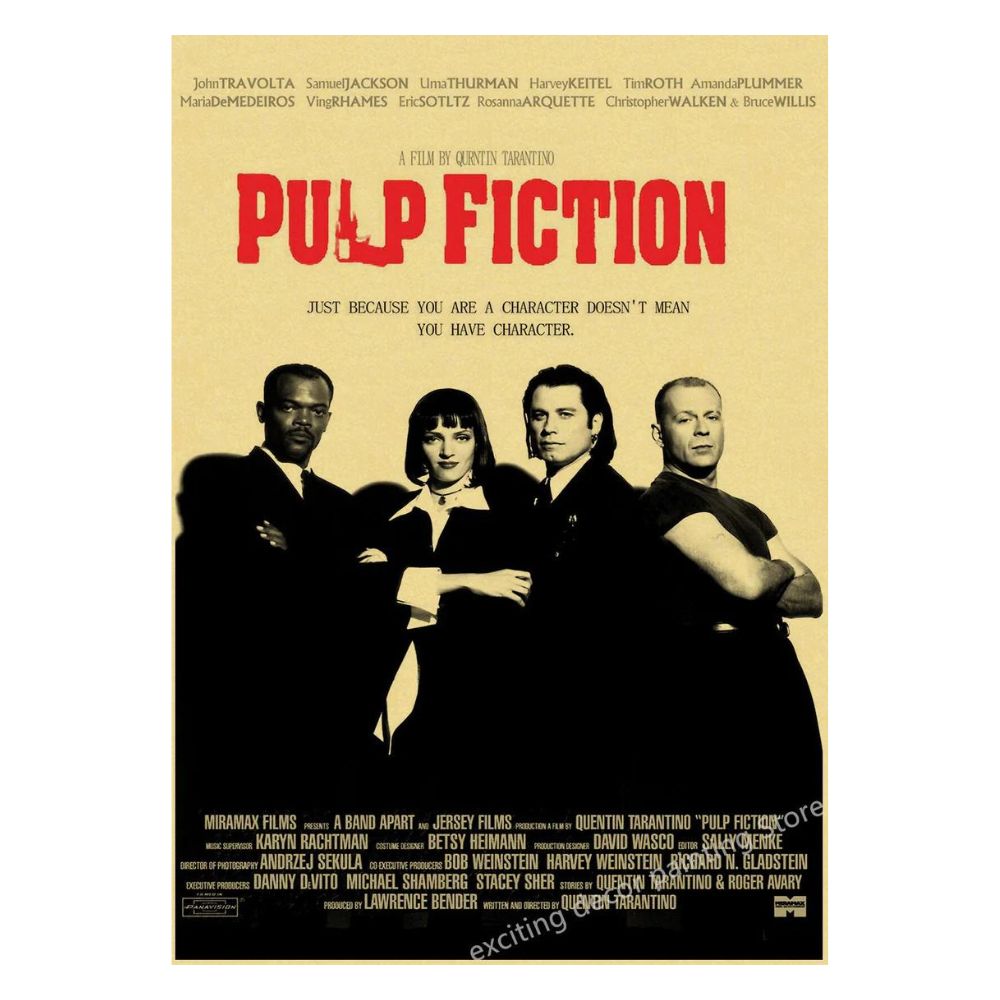 Poster Pulp Fiction Noir et Blanc