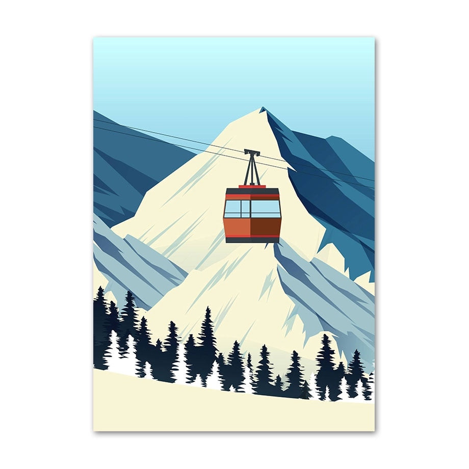 poster vintage montagne ski