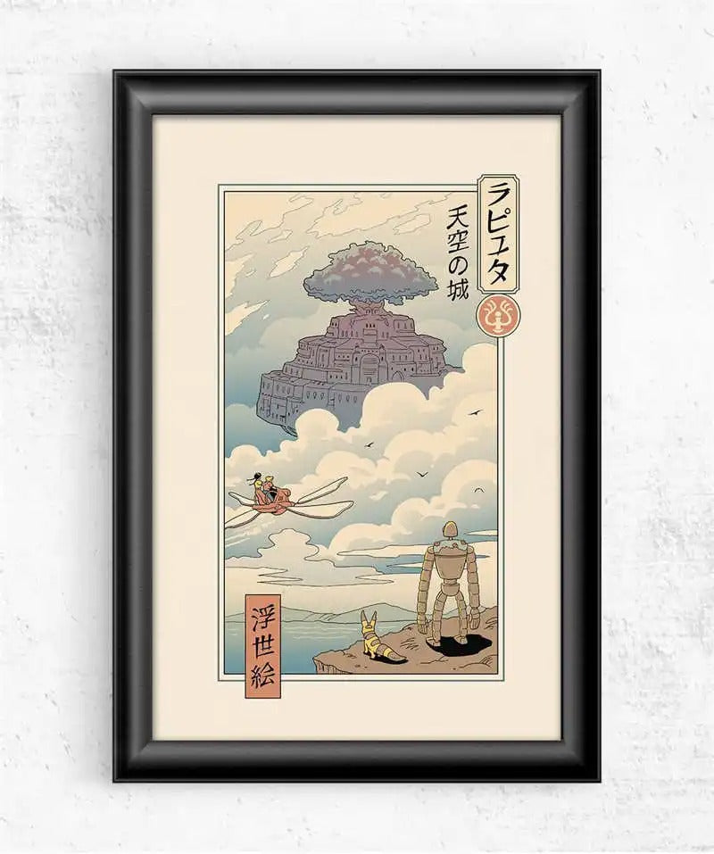 Poster Ghibli Dessin Chateau Dans Le Ciel
