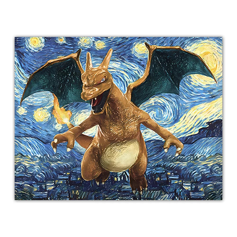 Poster Pokemon Dracaufeu Van Gogh