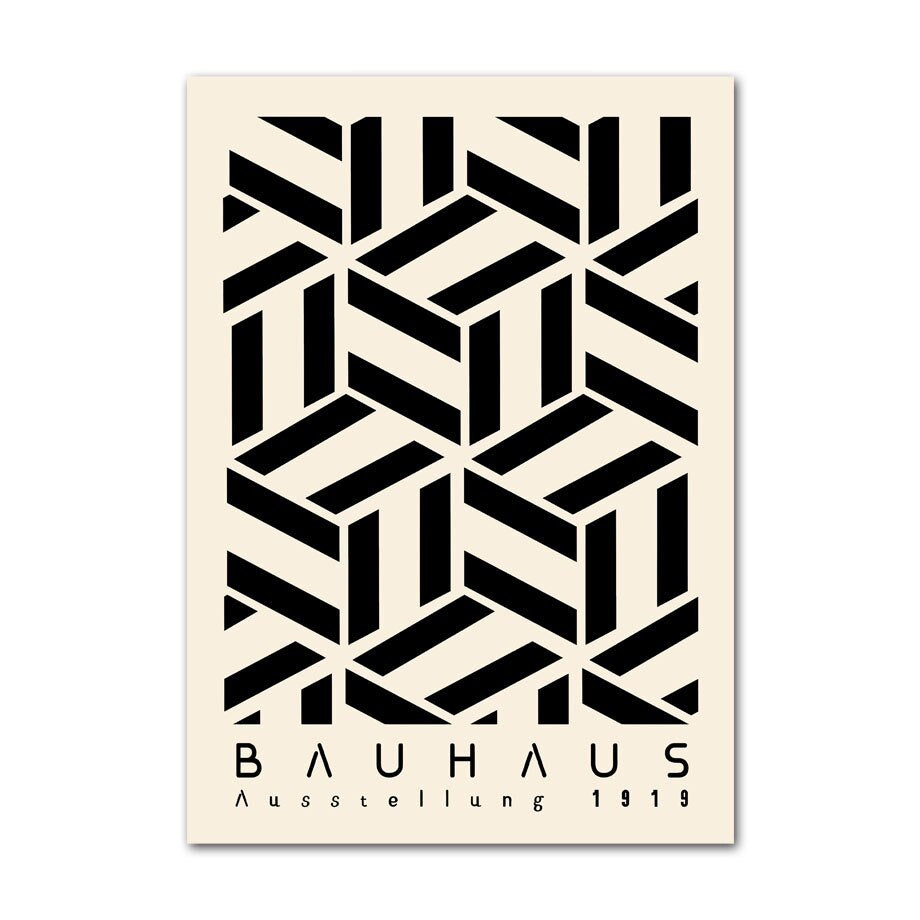poster Bauhaus Noir et Blanc Cubes