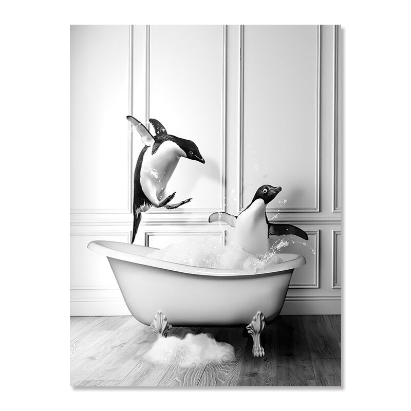 poster Noir et Blanc Animaux Penguin